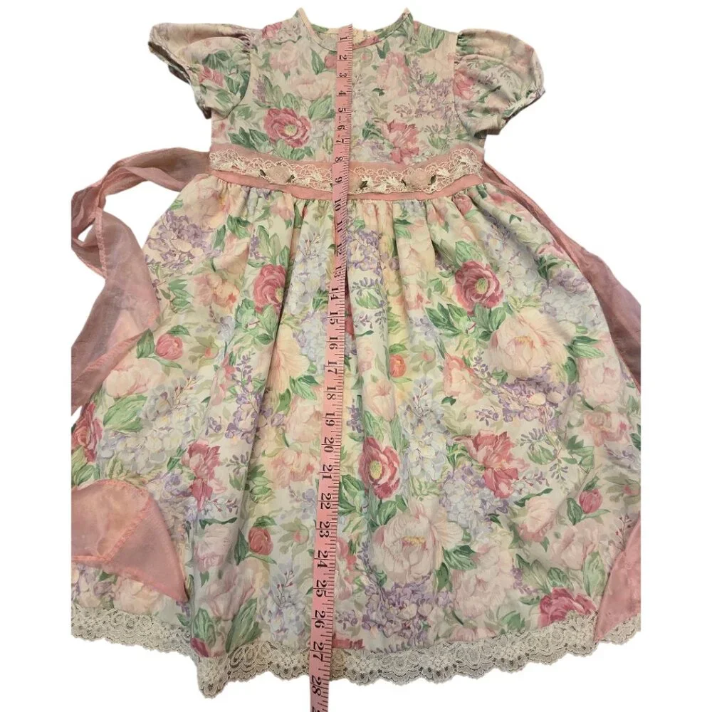 Girls Vintage RARE EDITIONS Short Sleeve Floral Dress sz 6/8